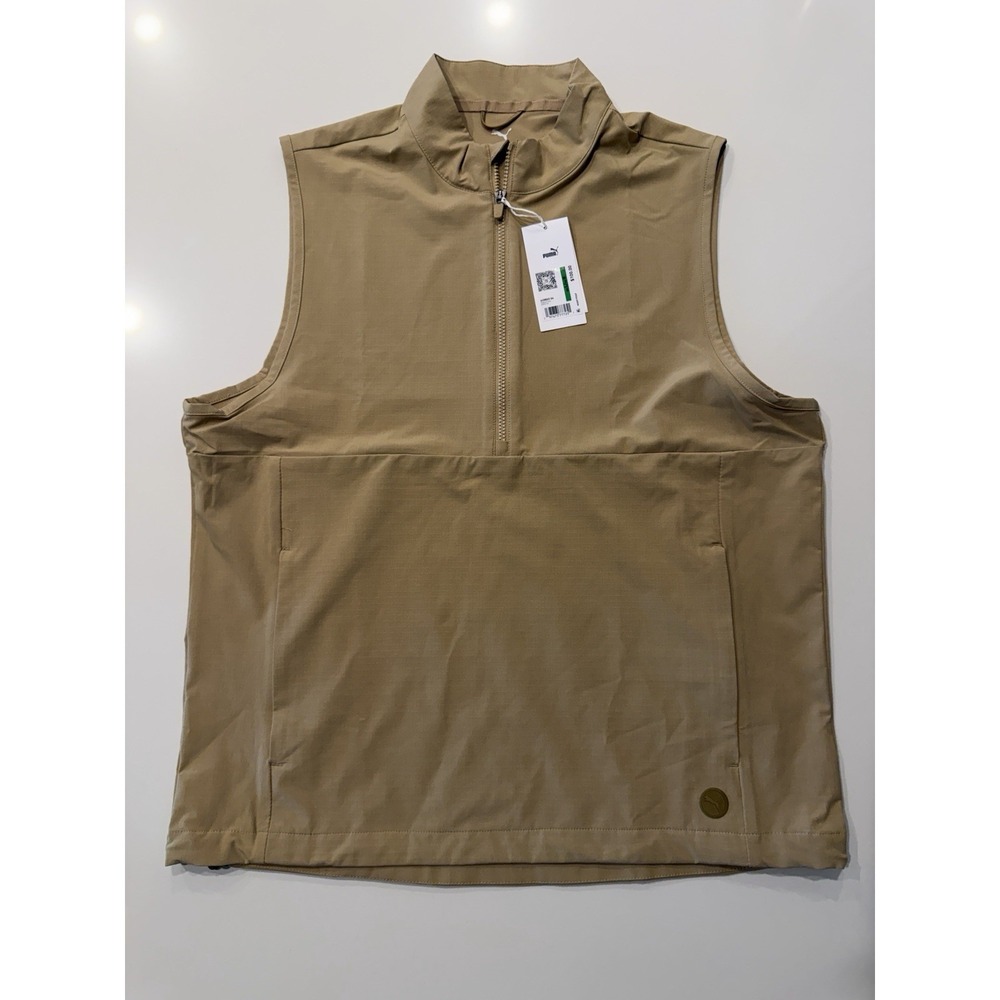 Puma Ripguard Golf Vest Prairie Tan 628865 Mens Large NWT Quarter Zip Gilet